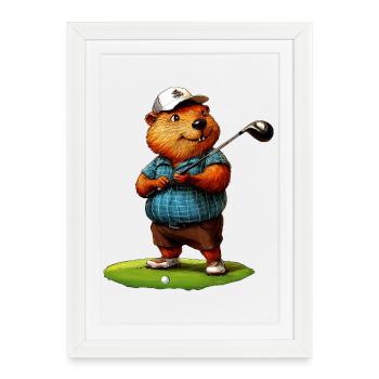 Beaver Golf - Affiche encadrée (27 × 37 cm) - blanc - Devant