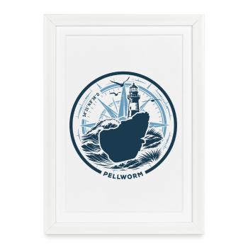 Pellworm | Die Insel ruft - Wellen Nordsee - Gerahmtes Poster (27 × 37 cm) - Weiß - Vorne