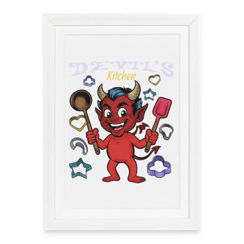 Devil's Kitchen Cooking Devil - Framed poster (27 × 37 cm) - white - Front