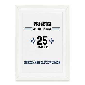 25e anniversaire de coiffeur 25e anniversaire - Affiche encadrée (27 × 37 cm) - blanc - Devant