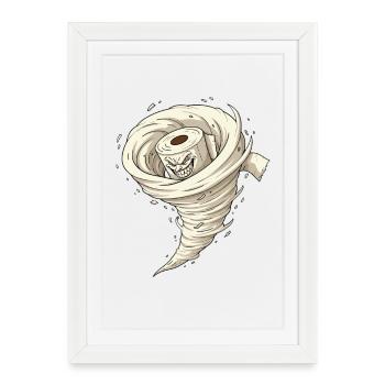 Tornado made of toilet paper with grimace - Framed poster (27 × 37 cm) - white - Front