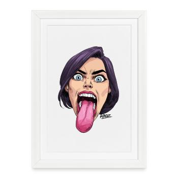 Tongue Out: Comic Expression - Framed poster (27 × 37 cm) - white - Front