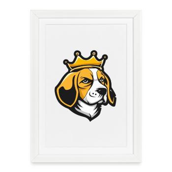 Couronne de chien beagle - Affiche encadrée (27 × 37 cm) - blanc - Devant