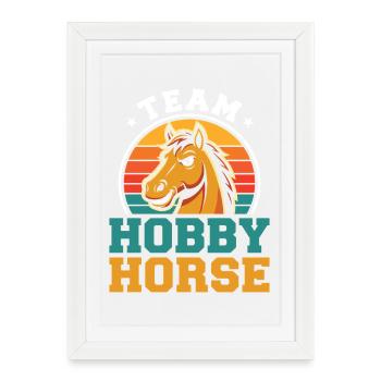 Team Hobby Horse Retro Hobby Horsing - Affiche encadrée (27 × 37 cm) - blanc - Devant