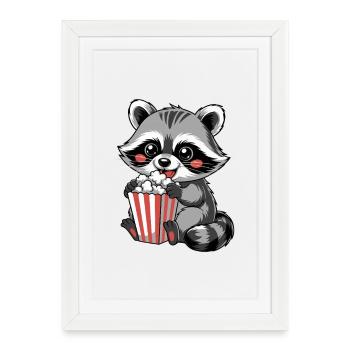 Cuddly raccoon popcorn - Framed poster (27 × 37 cm) - white - Front