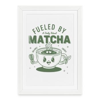 Alimenté par le matcha, un rituel quotidien de thé vert - Affiche encadrée (27 × 37 cm) - blanc - Devant