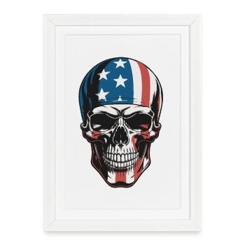 USA Totenkopf - Patriot Skull Design - Framed poster (27 × 37 cm) - white - Front