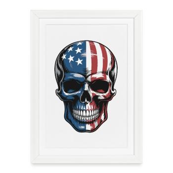 USA Totenkopf - Patriot Skull Design - Framed poster (27 × 37 cm) - white - Front