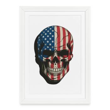 USA Totenkopf - Patriot Skull Design - Framed poster (27 × 37 cm) - white - Front