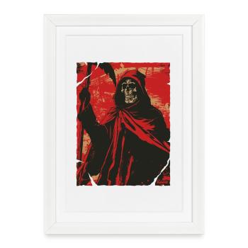 Squelette de Crâne de Faucheuse de l’Ombre Rouge - Affiche encadrée (27 × 37 cm) - blanc - Devant