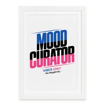 Mood Curator Vibes Only No Negativity Retro Design - Framed poster (27 × 37 cm) - white - Front
