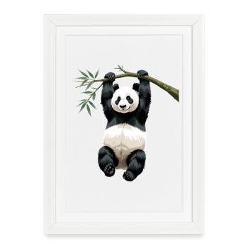 Branche pendante de panda en bambou - Affiche encadrée (27 × 37 cm) - blanc - Devant