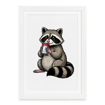 Cute Raccoon Feralcore Cartoon Shirt - Framed poster (27 × 37 cm) - white - Front