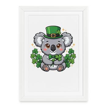 Anniversaire de la Saint-Patrick Koala Bear Australie - Affiche encadrée (27 × 37 cm) - blanc - Devant