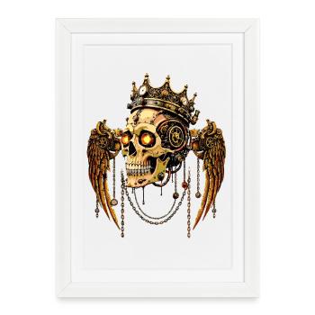 COURONNE DE CRÂNE STEAMPUNK - Affiche encadrée (27 × 37 cm) - blanc - Devant