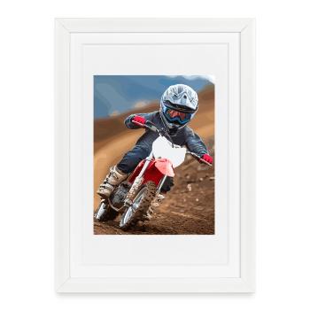 L’aventure du motocross dans la poussière - Affiche encadrée (27 × 37 cm) - blanc - Devant