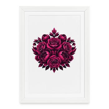 Mandala de fleurs roses - Affiche encadrée (27 × 37 cm) - blanc - Devant