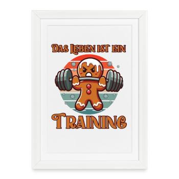 Gingerbread Man LIFE IS A WORKOUT Funny - Framed poster (27 × 37 cm) - white - Front