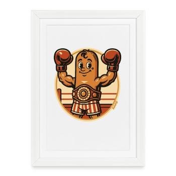Boxing Boxer Sausage Figure with Boxing Gloves - Framed poster (27 × 37 cm) - white - Front