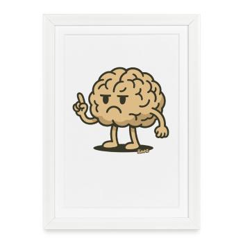 Figure cérébrale avec l’index levé - Affiche encadrée (27 × 37 cm) - blanc - Devant