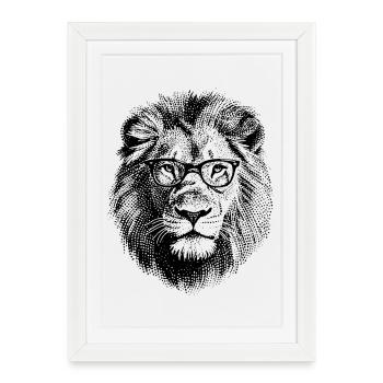 Leo avec des lunettes - Affiche encadrée (27 × 37 cm) - blanc - Devant