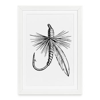 Pêche à la mouche à la mouche sèche vintage - Affiche encadrée (27 × 37 cm) - blanc - Devant