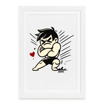 Comic Character with Crossed Arms - Framed poster (27 × 37 cm) - white - Front