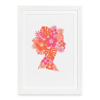 Silhouette des fleurs tropicales - Affiche encadrée (27 × 37 cm) - blanc - Devant