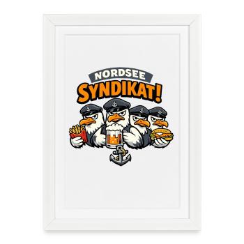 Nordsee Syndikat! Maritime Adler-Crew Moewe Ostsee - Gerahmtes Poster (27 × 37 cm) - Weiß - Vorne