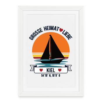 Marins de Kiel Home J’adore naviguer dans le port de Kiel - Affiche encadrée (27 × 37 cm) - blanc - Devant