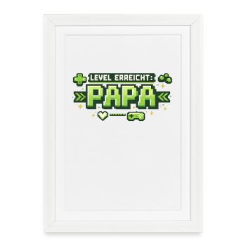 Niveau atteint cadeau de Papa Gamer - Affiche encadrée (27 × 37 cm) - blanc - Devant
