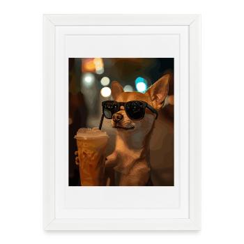 Café Brillant de Nuit Chihuahua - Affiche encadrée (27 × 37 cm) - blanc - Devant