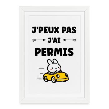 Humour j'ai mon permis de conduire - Affiche encadrée (27 × 37 cm) - blanc - Devant