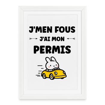 Humour j'ai mon permis de conduire - Affiche encadrée (27 × 37 cm) - blanc - Devant