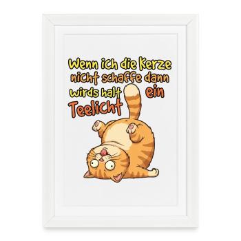 Chat de Yoga Comique - Affiche encadrée (27 × 37 cm) - blanc - Devant