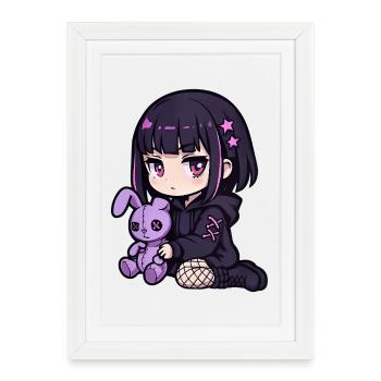 Goth Bunny Horror Rabbit Gothic Creepy Creepy - Framed poster (27 × 37 cm) - white - Front