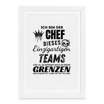Fier Patron du Cadeau Unique de Chef d’Équipe - Affiche encadrée (27 × 37 cm) - blanc - Devant