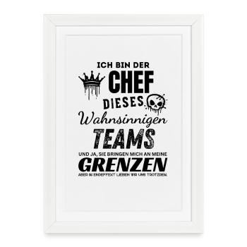 Stolzer Chef des wahnsinnigen Teams Chef Geschenk - Affiche encadrée (27 × 37 cm) - blanc - Devant
