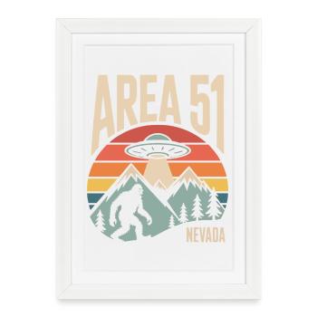 Area 51 Nevada UFO Rétro Design - Affiche encadrée (27 × 37 cm) - blanc - Devant