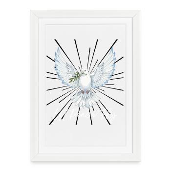Laissez la paix voler – Dove of Peace Design inspirant - Affiche encadrée (27 × 37 cm) - blanc - Devant