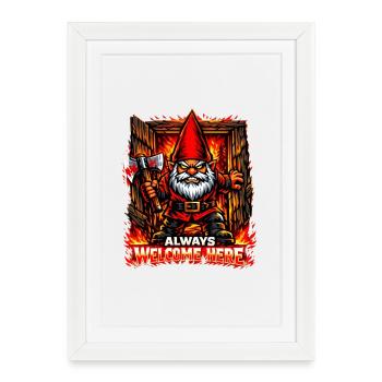 Evil Gnome, Dark Gnome, Goth Gnome, Funny Gnome - Framed poster (27 × 37 cm) - white - Front