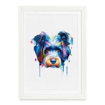 Vibrant Colourful Abstract Dog Portrait Art - Framed poster (27 × 37 cm) - white - Front
