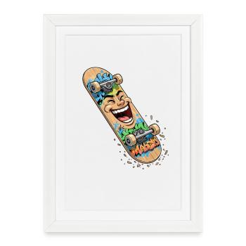 Laughing Skateboard Graffiti - Framed poster (27 × 37 cm) - white - Front
