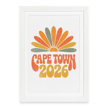 Le Cap 2026 Lever de soleil rétro - Affiche encadrée (27 × 37 cm) - blanc - Devant