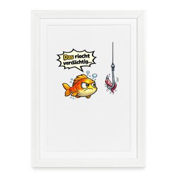 Poisson Poisson Humour Don Don - Affiche encadrée (27 × 37 cm) - blanc - Devant