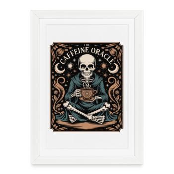 Le Café Squelette de l’Oracle de la Caféine Oracle - Affiche encadrée (27 × 37 cm) - blanc - Devant