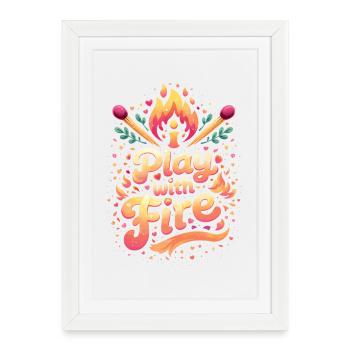 Jouer avec la conception typographique du feu - Affiche encadrée (27 × 37 cm) - blanc - Devant