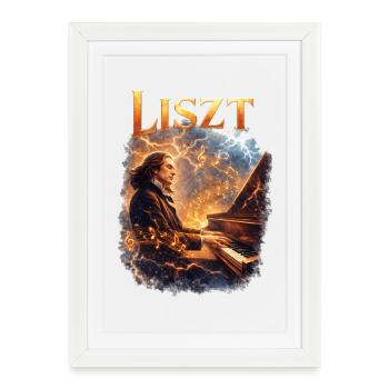 LISZT Fire Melodies au piano - Affiche encadrée (27 × 37 cm) - blanc - Devant