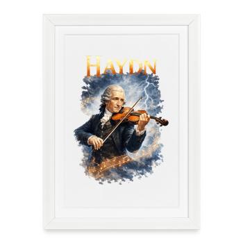 Haydn Violin dans la tempête - Affiche encadrée (27 × 37 cm) - blanc - Devant