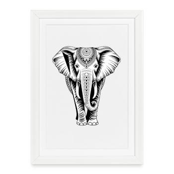Elephant Trunk Africa Safari Wilderness Elephant - Framed poster (27 × 37 cm) - white - Front